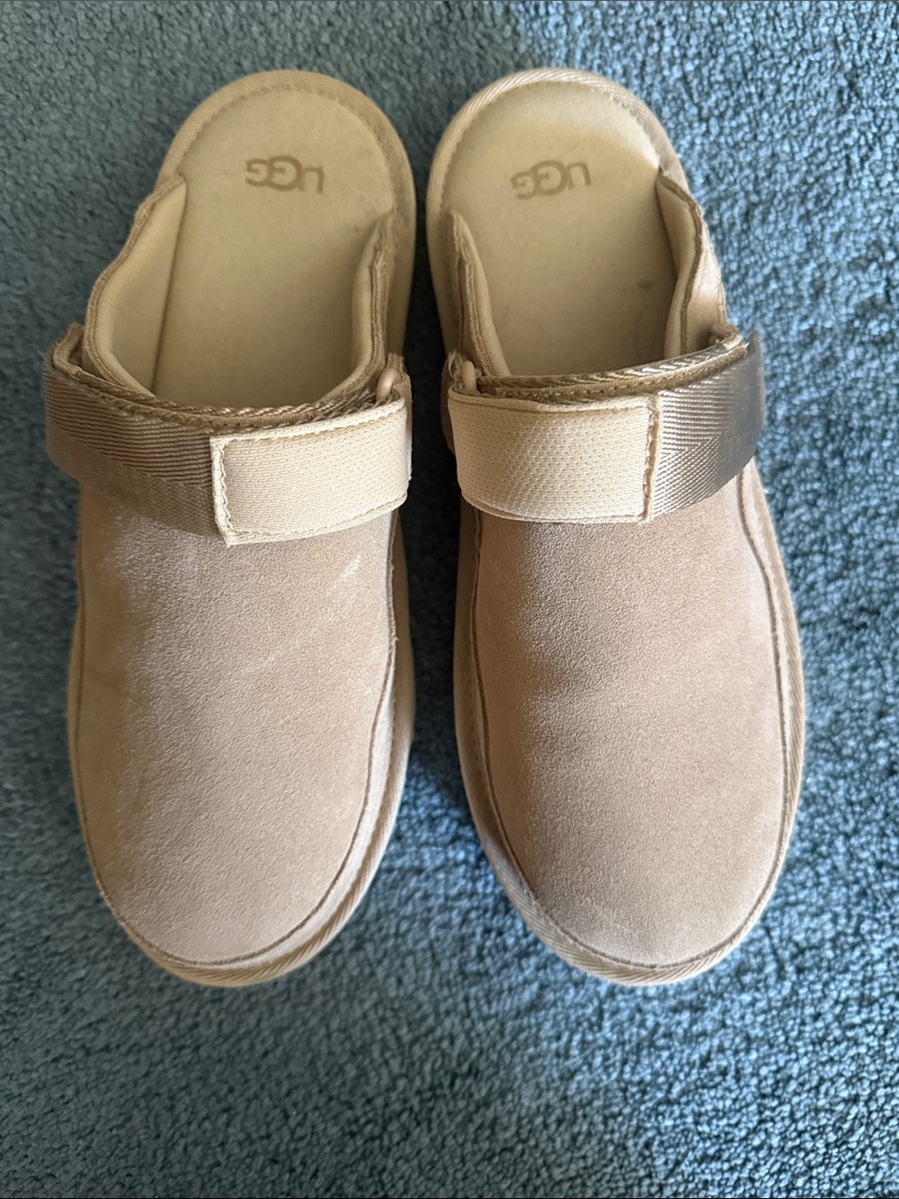 UGG Kids Beige Suede Slip-On Clog with Strap